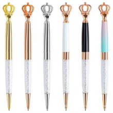 Funky Design Queen's Scepter Crown Style Metal Crown Metal Ballpoint Pen With Big Crystal Diamond